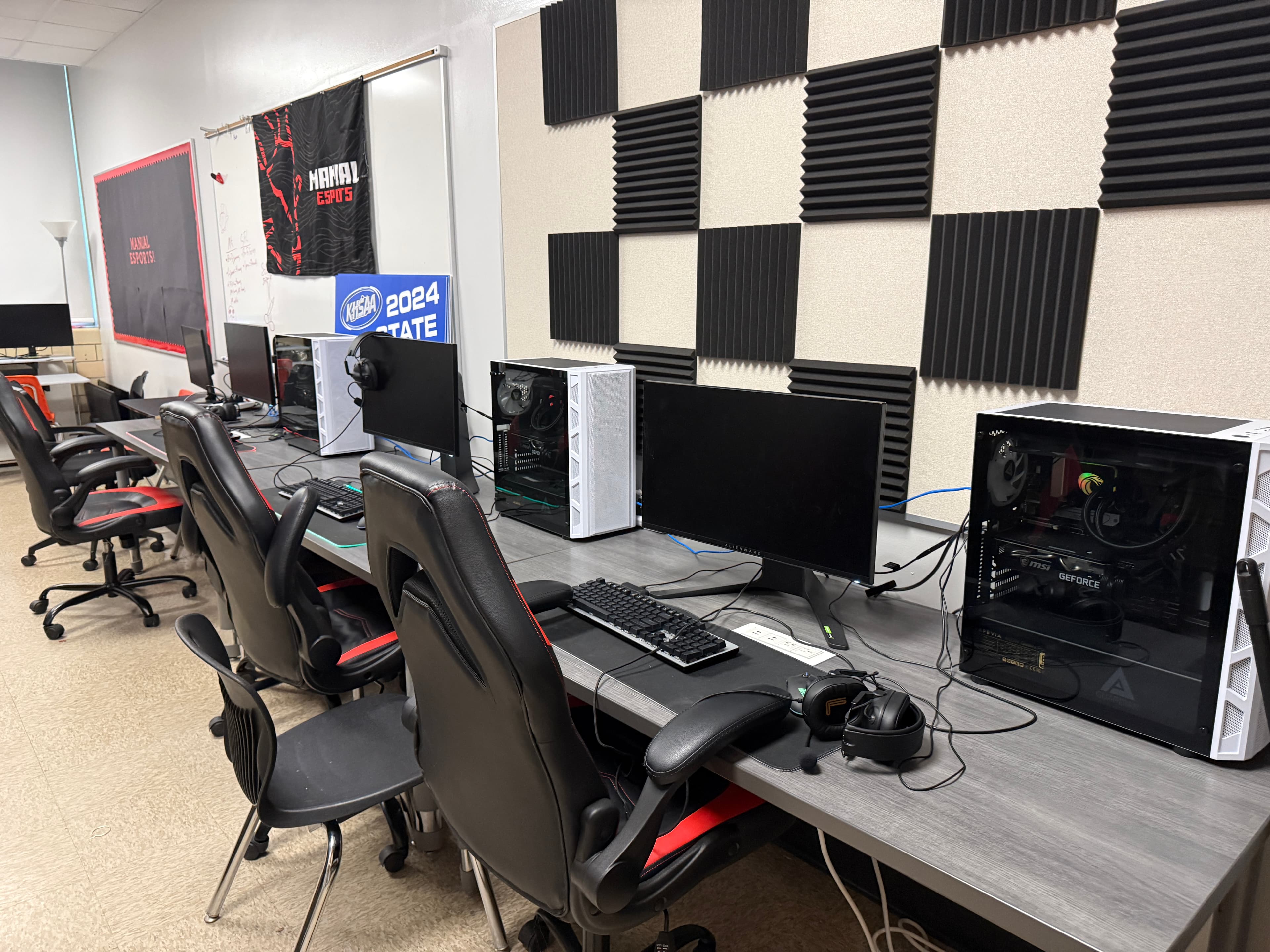 duPont Manual Esports Lab - Completed gaming stations with equipment